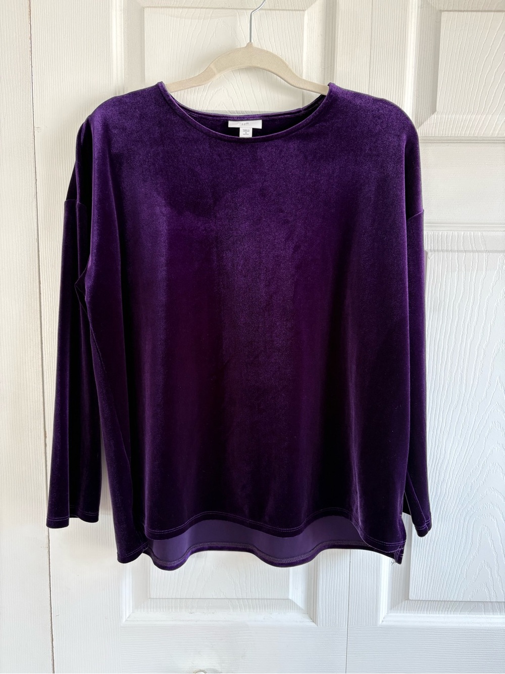 J.Jill Top MP Purple Velvet Long Sleeve Pullover Boho Festive Academia Teacher